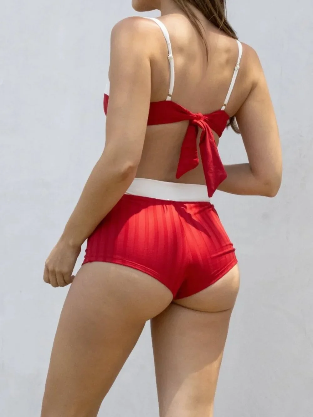 New KYA Kati Wide Rib Rouge/Creme Swim Bikini Bottoms X-Small NWOT